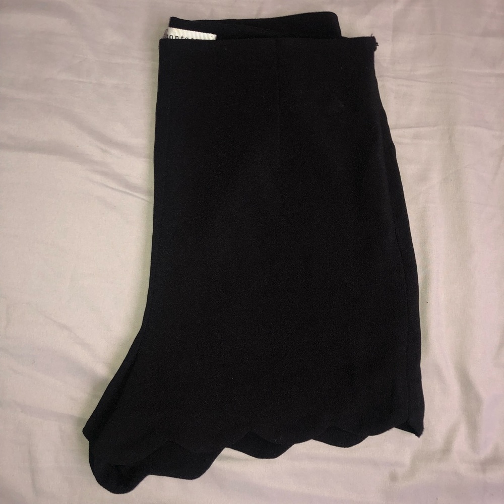 Black scalloped shorts